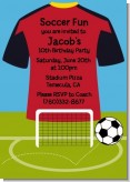 Soccer Jersey Red and Black - Birthday Party Invitations