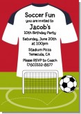 Soccer Jersey White, Red and Black - Birthday Party Invitations