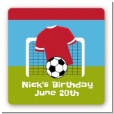 Soccer - Square Personalized Birthday Party Sticker Labels