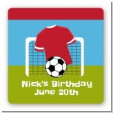Soccer - Square Personalized Birthday Party Sticker Labels