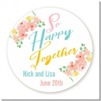 So Happy Together - Round Personalized Bridal Shower Sticker Labels