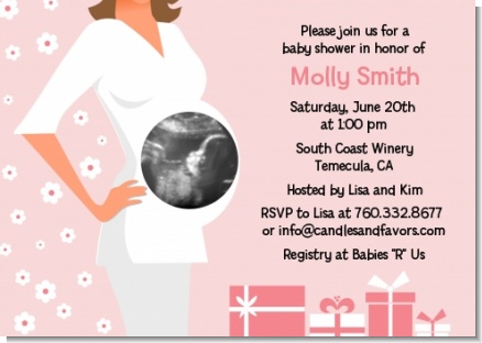 Sonogram It's A Girl - Baby Shower Invitations