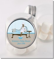Spa Mom Blue African American - Personalized Baby Shower Candy Jar