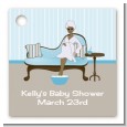 Spa Mom Blue African American - Personalized Baby Shower Card Stock Favor Tags thumbnail