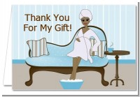 Spa Mom Blue African American - Baby Shower Thank You Cards