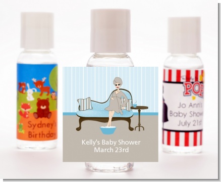 Spa Mom Blue - Personalized Baby Shower Hand Sanitizers Favors