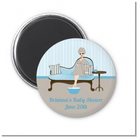 Spa Mom Blue - Personalized Baby Shower Magnet Favors