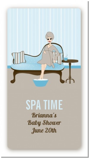 Spa Mom Blue - Custom Rectangle Baby Shower Sticker/Labels