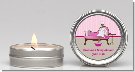 Spa Mom Pink African American - Baby Shower Candle Favors