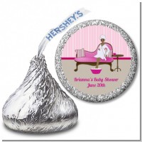 Spa Mom Pink African American - Hershey Kiss Baby Shower Sticker Labels