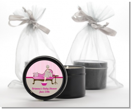 Spa Mom Pink - Baby Shower Black Candle Tin Favors