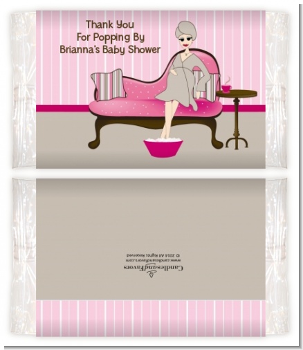 Spa Mom Pink - Personalized Popcorn Wrapper Baby Shower Favors