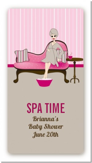 Spa Mom Pink - Custom Rectangle Baby Shower Sticker/Labels