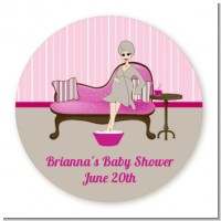 Spa Mom Pink - Round Personalized Baby Shower Sticker Labels