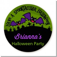 Spooky Bats - Round Personalized Halloween Sticker Labels