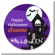 Spooky Haunted House - Round Personalized Halloween Sticker Labels thumbnail