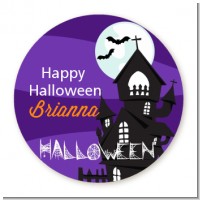 Spooky Haunted House - Round Personalized Halloween Sticker Labels