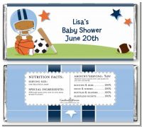 Sports Baby African American - Personalized Baby Shower Candy Bar Wrappers