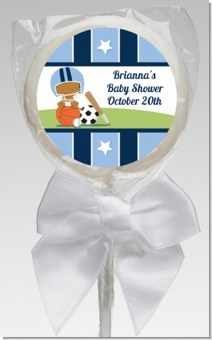 Sports Baby African American - Personalized Baby Shower Lollipop Favors