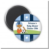 Sports Baby African American - Personalized Baby Shower Magnet Favors