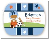 Sports Baby African American - Personalized Baby Shower Rounded Corner Stickers