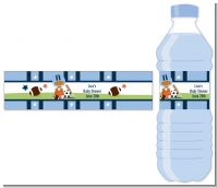 Sports Baby African American - Personalized Baby Shower Water Bottle Labels
