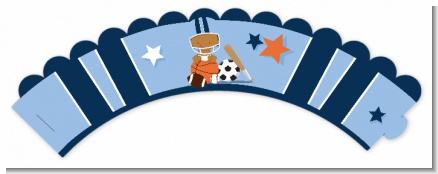Sports Baby African American - Baby Shower Cupcake Wrappers