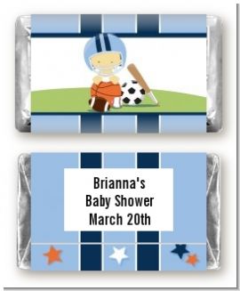 Sports Baby Asian - Personalized Baby Shower Mini Candy Bar Wrappers