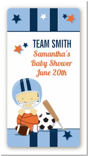 Sports Baby Asian - Custom Rectangle Baby Shower Sticker/Labels