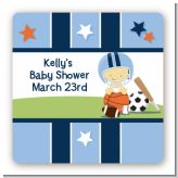 Sports Baby Asian - Square Personalized Baby Shower Sticker Labels