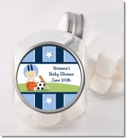 Sports Baby Caucasian - Personalized Baby Shower Candy Jar