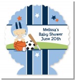 Sports Baby Caucasian - Personalized Baby Shower Centerpiece Stand