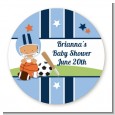 Sports Baby Hispanic - Round Personalized Baby Shower Sticker Labels thumbnail