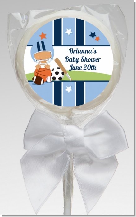 Sports Baby Hispanic - Personalized Baby Shower Lollipop Favors
