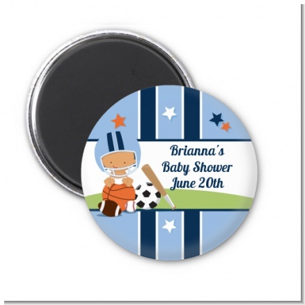 Sports Baby Hispanic - Personalized Baby Shower Magnet Favors