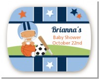 Sports Baby Hispanic - Personalized Baby Shower Rounded Corner Stickers