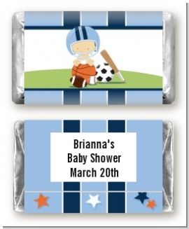 Sports Baby Caucasian - Personalized Baby Shower Mini Candy Bar Wrappers