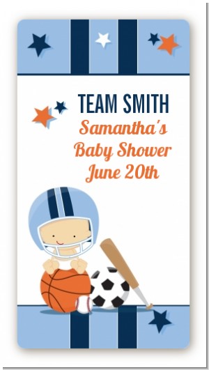 Sports Baby Caucasian - Custom Rectangle Baby Shower Sticker/Labels