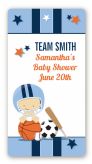 Sports Baby Caucasian - Custom Rectangle Baby Shower Sticker/Labels