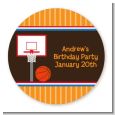 Basketball - Round Personalized Birthday Party Sticker Labels thumbnail