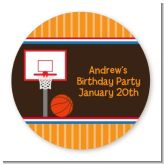 Basketball - Round Personalized Birthday Party Sticker Labels