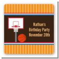 Basketball - Square Personalized Birthday Party Sticker Labels thumbnail