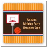 Basketball - Square Personalized Birthday Party Sticker Labels
