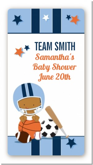 Sports Baby African American - Custom Rectangle Baby Shower Sticker/Labels