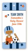 Sports Baby African American - Custom Rectangle Baby Shower Sticker/Labels