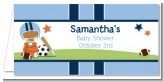 Sports Baby African American - Personalized Baby Shower Place Cards