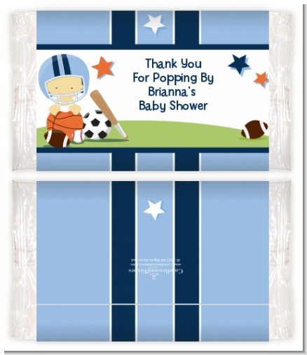 Sports Baby Asian - Personalized Popcorn Wrapper Baby Shower Favors