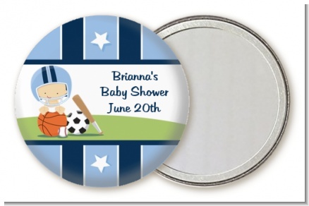 Sports Baby Caucasian - Personalized Baby Shower Pocket Mirror Favors