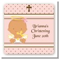 Angel Baby Girl Hispanic - Square Personalized Baptism / Christening Sticker Labels thumbnail