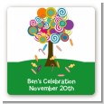Candy Tree - Square Personalized Birthday Party Sticker Labels thumbnail